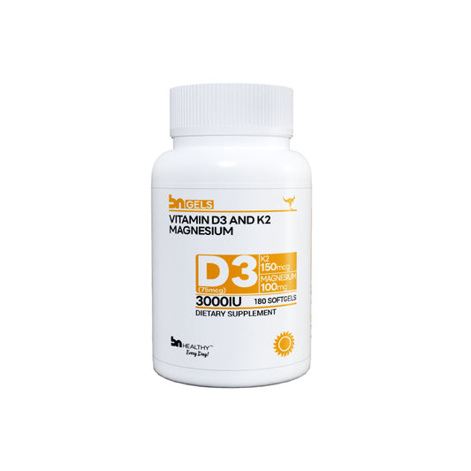 BN GELS-Vitamin D3 and K2 Magnesium 180 Softgels