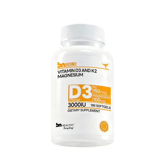 BN GELS-Vitamin D3 and K2 Magnesium 180 Softgels