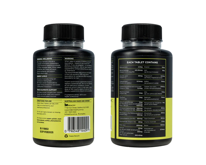 BN Chews Vanilla & Lime with 18mg Iron - Bariatric Chewable Multivitamins